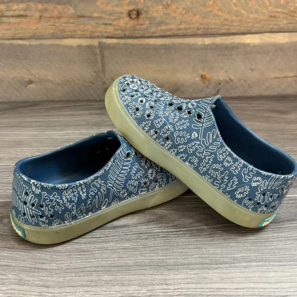 Native Jefferson Slip On Shoes Kids Size C11 Fern Leaf Print Glow In The Dark
